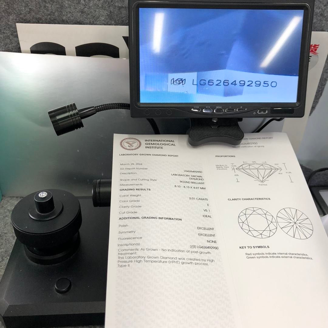 Diamante Lab-Grown 2.01 ct | E / VS1 / Ideal | Certificado IGI