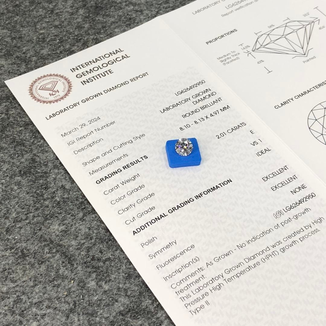 Diamante Lab-Grown 2.01 ct | E / VS1 / Ideal | Certificado IGI