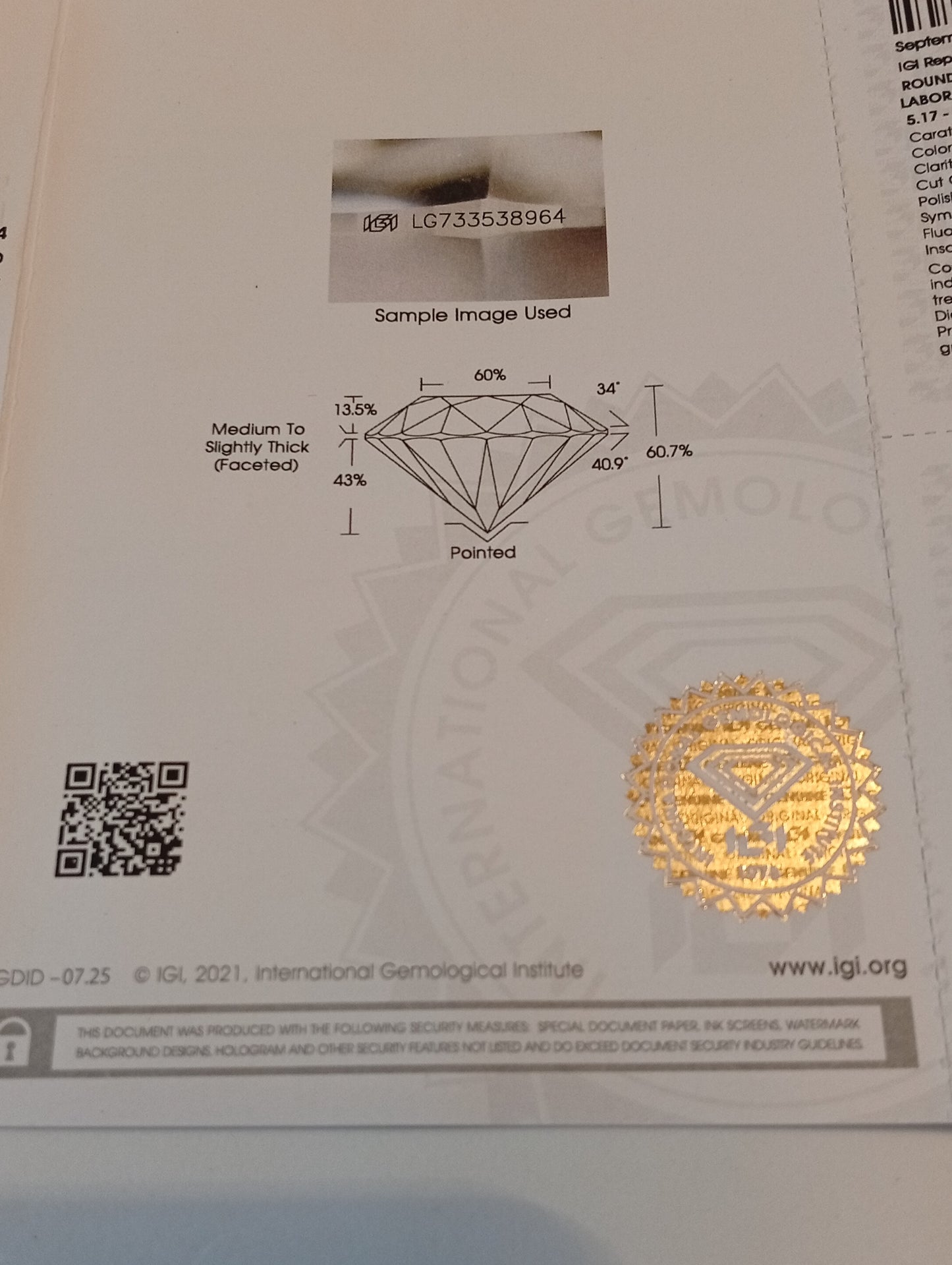 Diamante Talla Brillante 0,50 ct — Certificado IGI